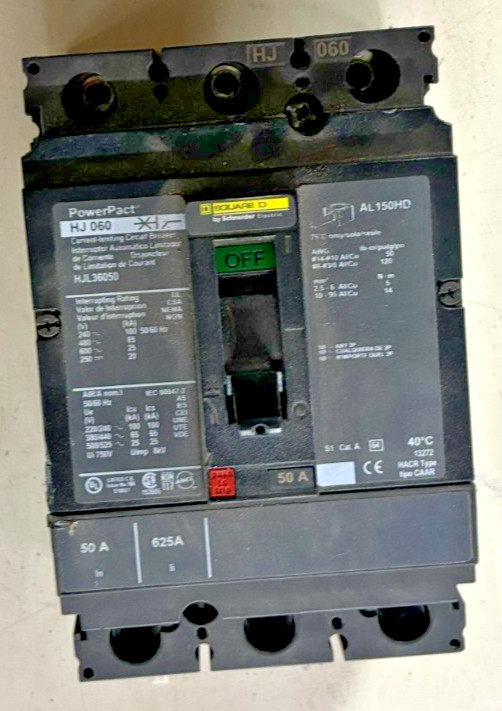 Square D HJL36050 Circuit Breaker HJ 060 50A 625A