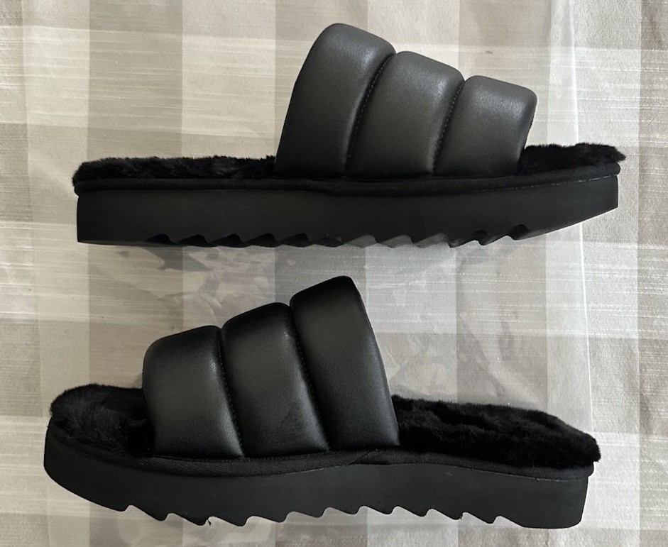 Koolaburra By UGG BRB Women’s Size US 10 Black Faux Fur Footbed Slides Sandals