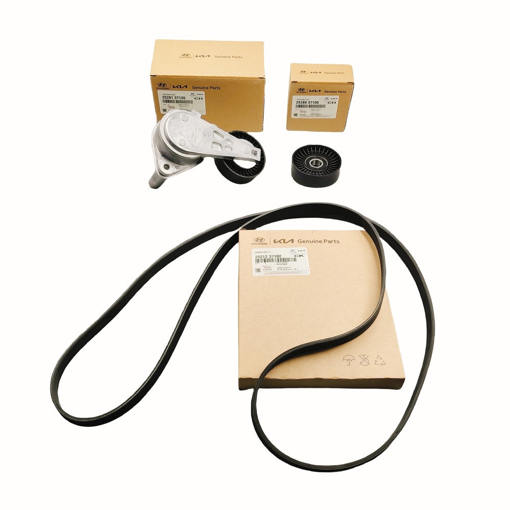 OEM NEW Serpentine Belt & Tensioner & Pulley Kit for 2004-10 Hyundai Kia 2.7L