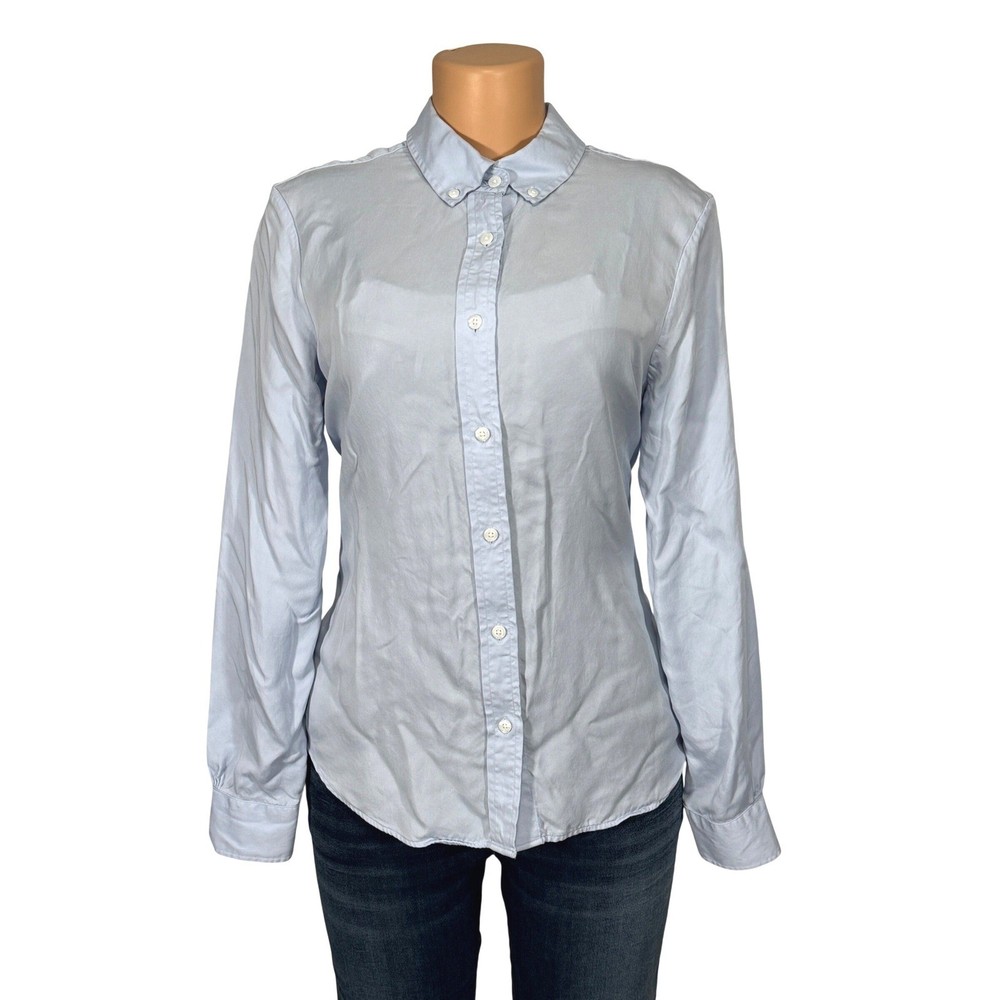 Brooks Brothers Womens Light Blue Cupro Viscose Button Down Shirt Size 10