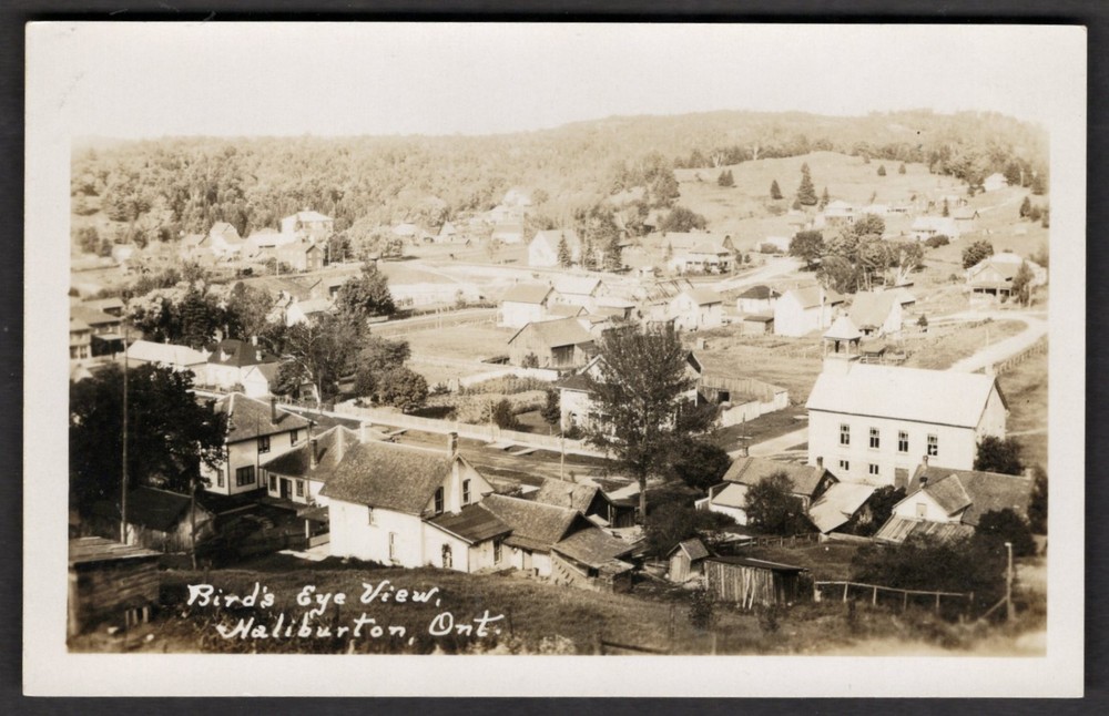 Canada HALIBURTON Ontario 1920s Birds Eye View. Real Photo Postcard