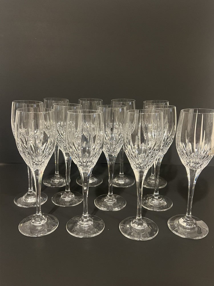 12 Mikasa Arctic Lights Wine Glasses Set Elegant Crystal Clear Cut Stemware Lot