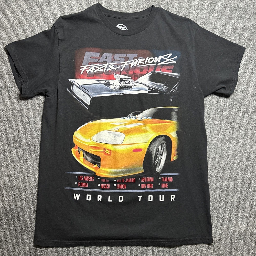25 Years Fast & Furious World Tour Graphic T-Shirt Size M Medium Black Tee