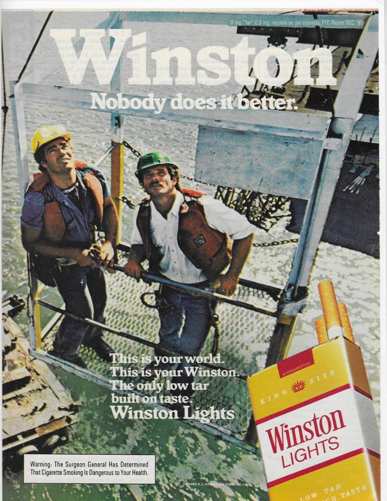 Winston  Nobody Does It Better. Cigarettes Original Print Ad