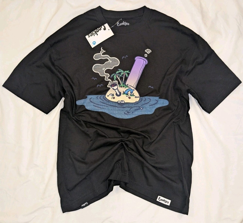 Cookies Graphic T-Shirt XL Black Mushroom Bong Design Streetwear New w/ Tags