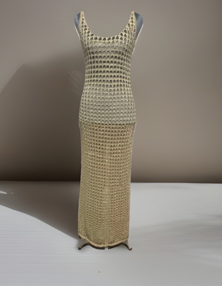 Wild Fable Gold Shimmer Sheer Swim Cover Up Dress XS Long Beach Maxi NWT