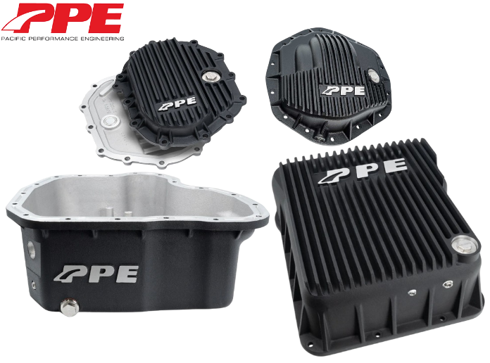 PPE Blk Deep Trans/Oil Pan/Rear & Front Diff Cover For 2011-2016 GM 6.6L Duramax
