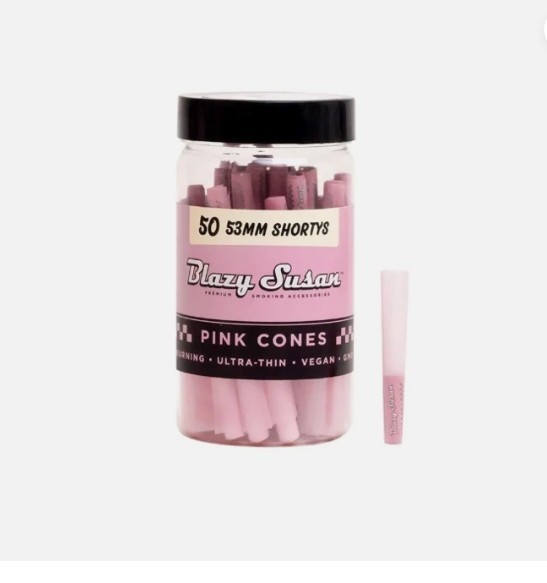 Blazy Susan Shorty Pink Pre-Rolled Cones – 50 ct | 53mm Vegan! Free Shipping!!