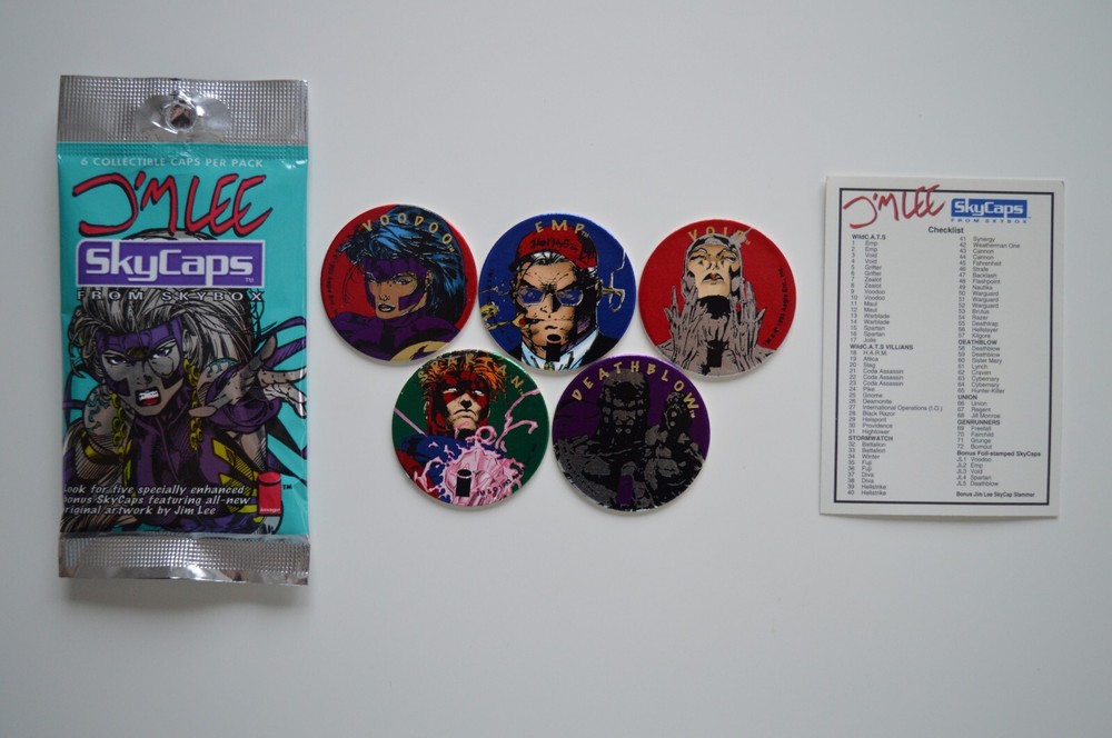 Jim Lee Skycaps Rare Foil  Pogs Complete Set  5/5