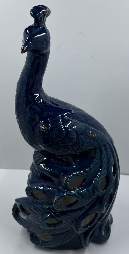 11 1/4 “CRACKER BARREL PEACOCK ACCENT TABLE LAMP LIGHT Retro Like Blue Green