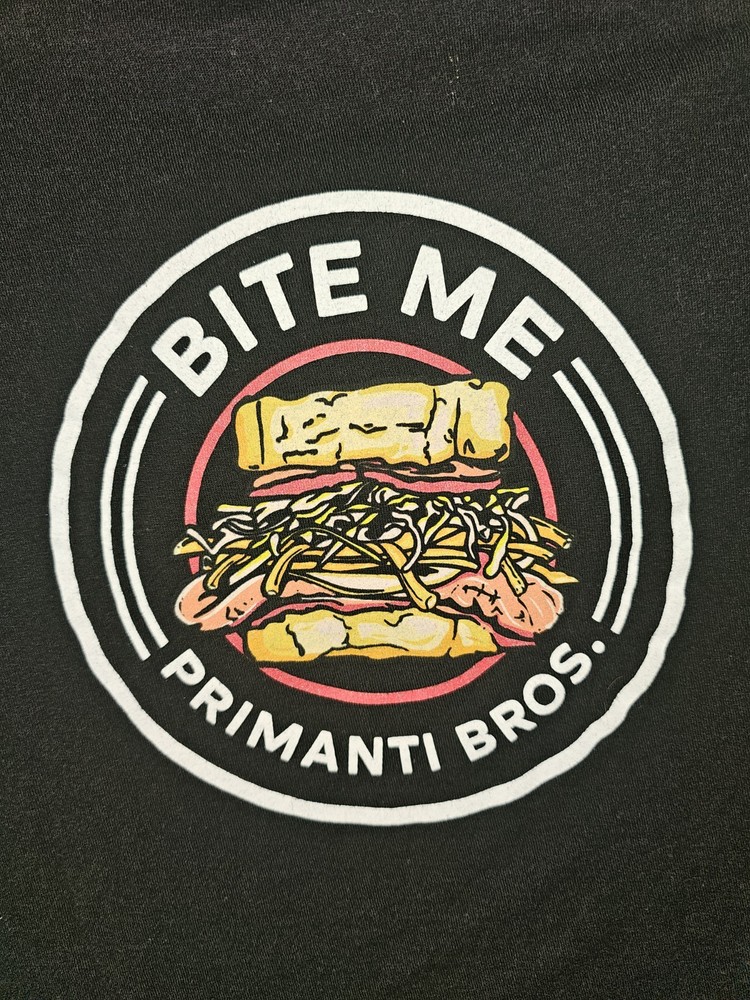Primanti Bros Bite Me Small Mens Black Double-sided Graphic Short Sleeve Tshirt