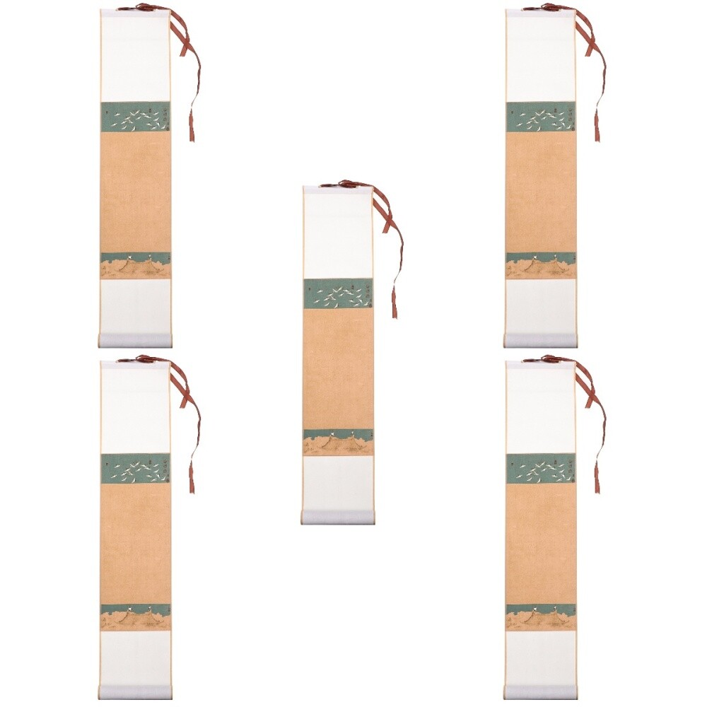 5 Pcs Rice Paper Hanging Shaft Brush Calligraphy Chinese Painting Scroll Child