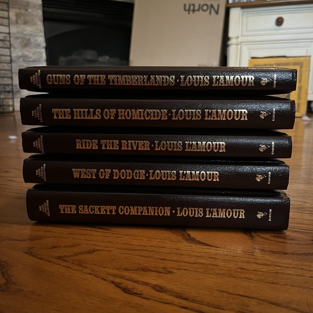 Lot of 5 VTG 80s 90s Bantam Louis L'Amour Leatherette  Hardcover Book Collection