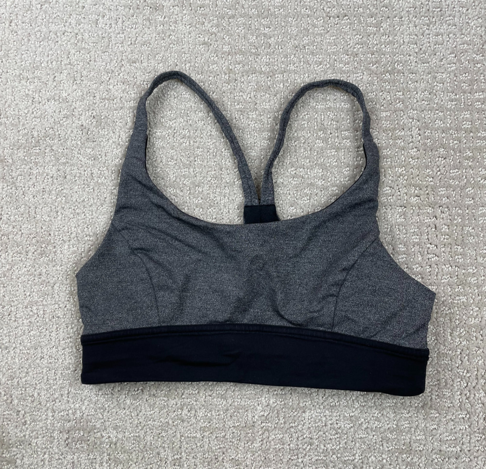 Lululemon Sports Bra Womens Size 6 Gray Black Athleticwear Gym Training Running