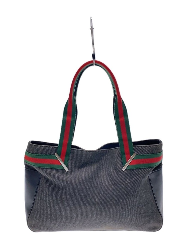 GUCCI Shelly Canvas Grey Solid Tote Bag from Japan