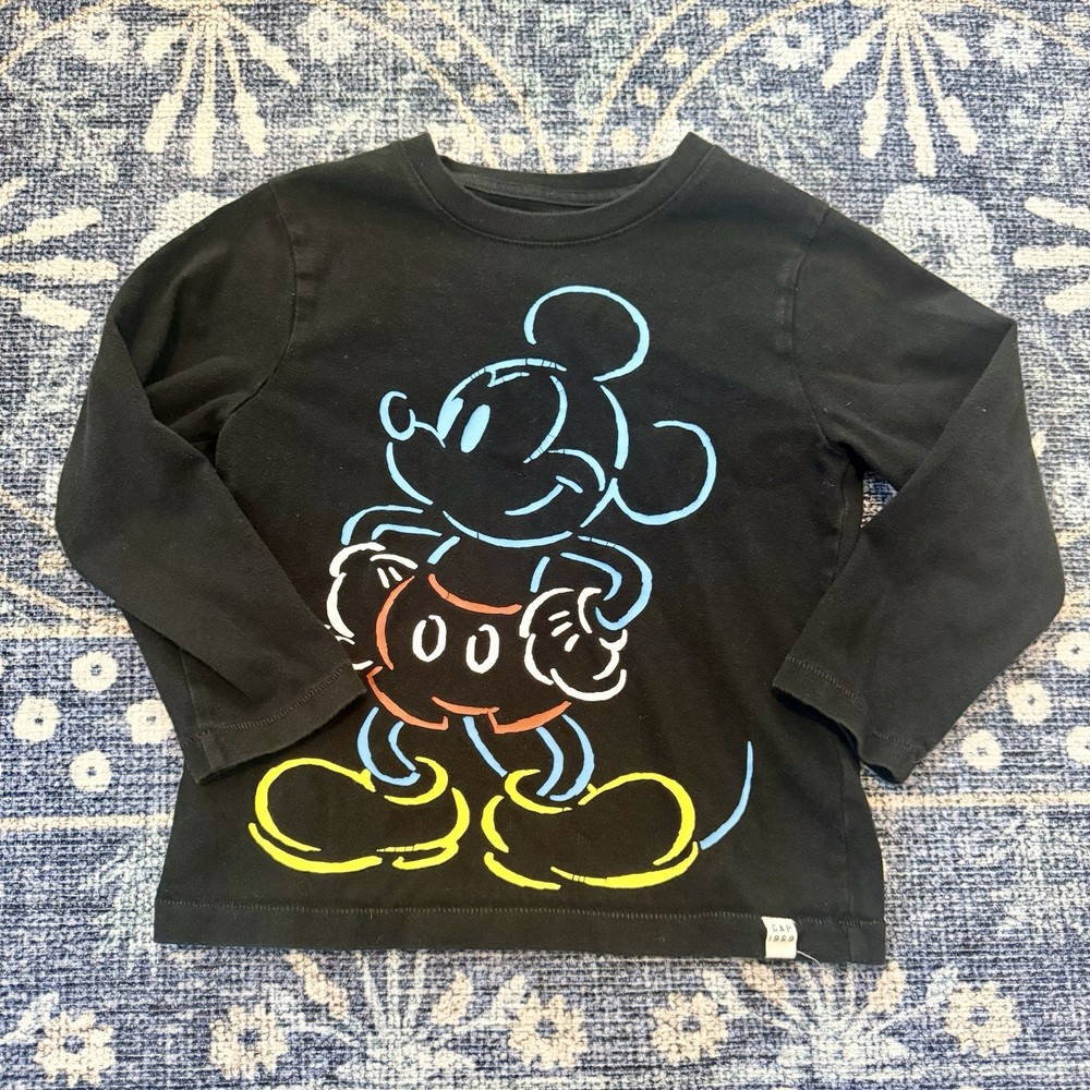 Disney Mickey Mouse Gap Boys Long Sleeve Shirt Black 4 Years Toddler L/S