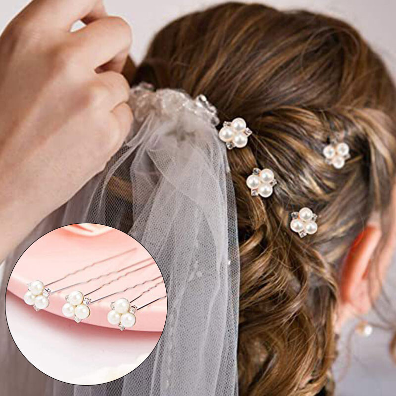 Elegant Bridal Pearl Hair Clips with Crystal Flower for Weddings  
