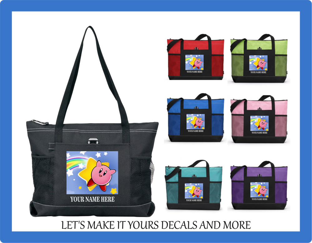 KIRBY RAINBOW STAR MONOGRAM W/ NAME TOTE PURSE SPORTS GYM SCHOOL DIAPER BAG