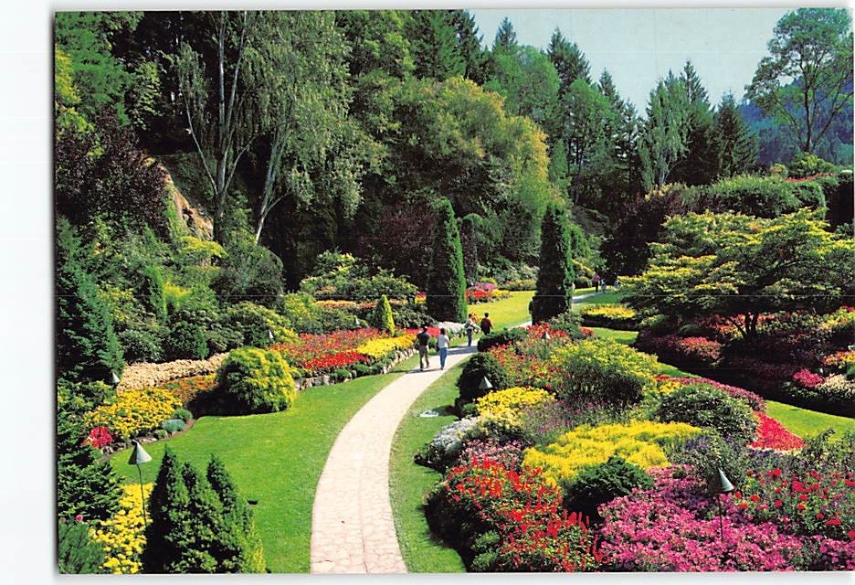 Postcard Sunken Garden Butchart Gardens Victoria BC Canada