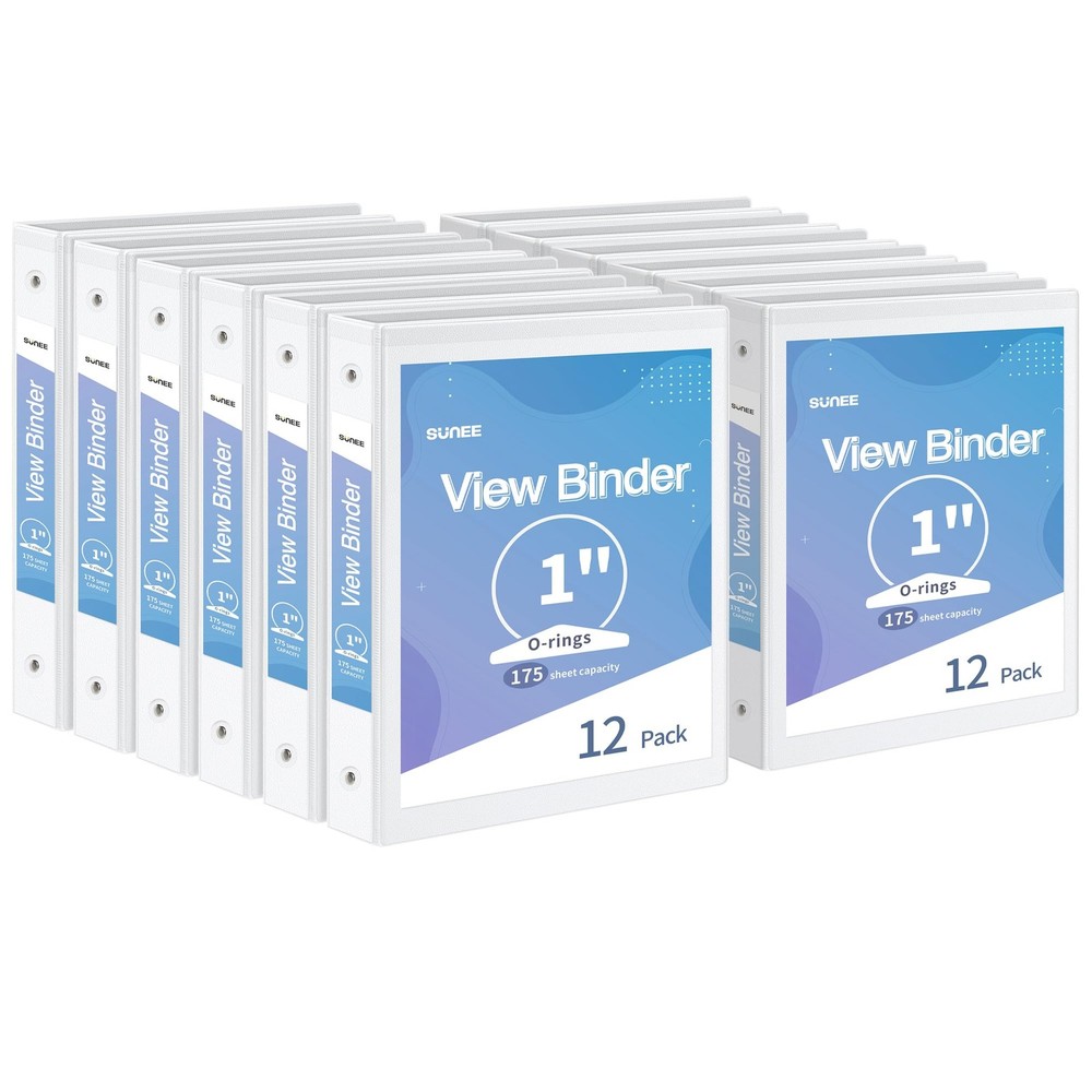 3 Ring Binder 1 Inch 12 Pack Clear View PVC-Free for School/Office