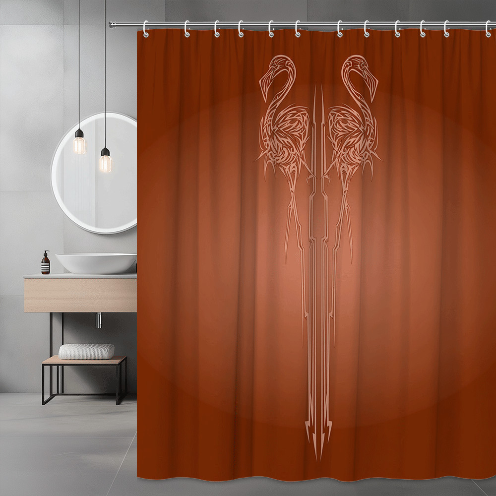 Flamingo Graphic Shower Curtain Brown Abstract Print