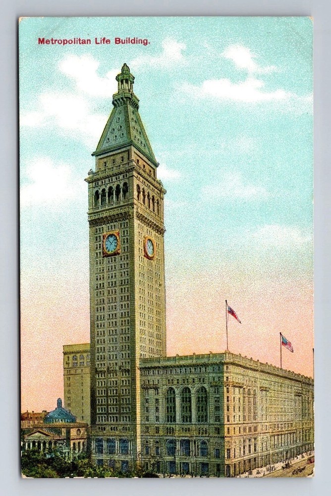 New York City NY, Metropolitan Life Building, Antique Vintage Souvenir Postcard