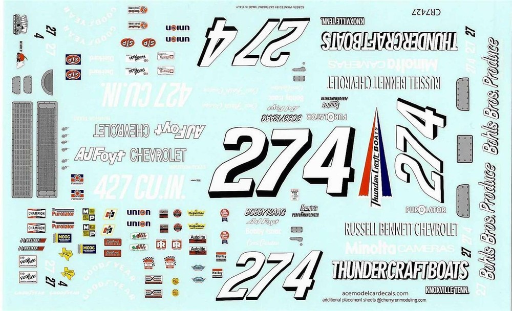 Ace Decals Banjo Matthews #24 #27 Chevrolet NASCAR Racing Decal Set-image