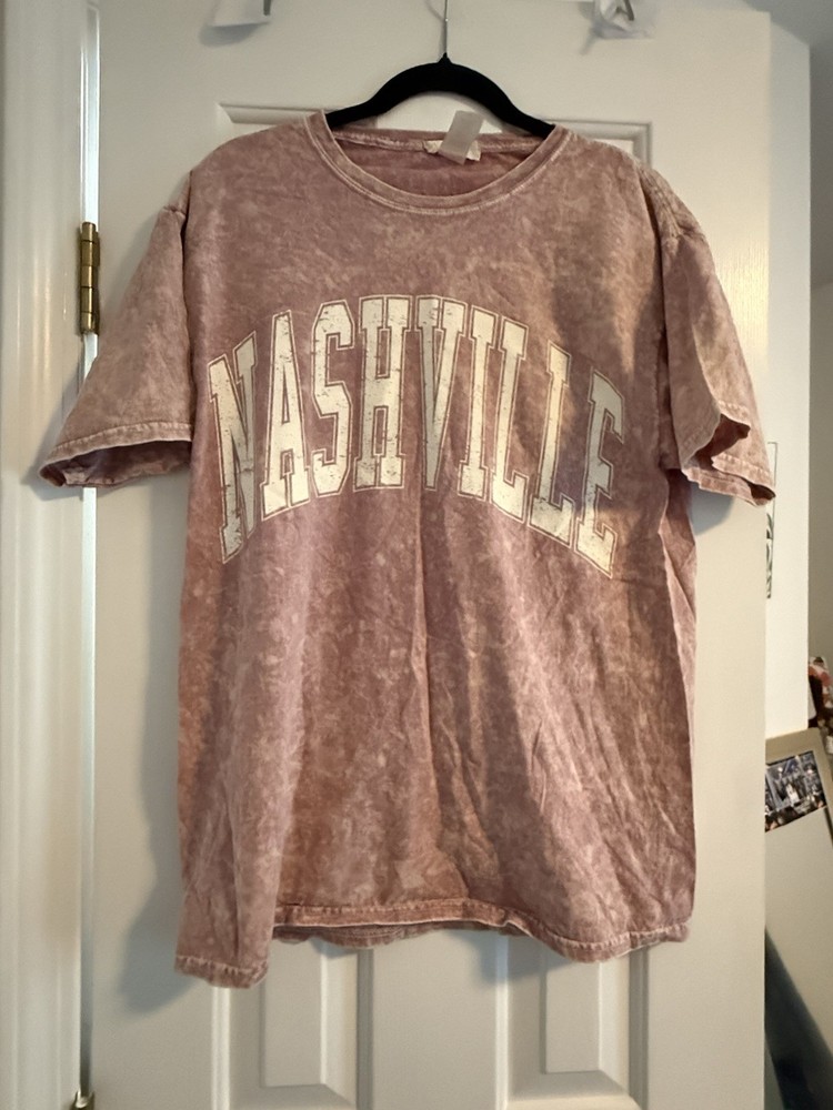 Altar'd State Pink Nashville Graphic Jersey Crew Neck T-Shirt Short Sleeve M/L