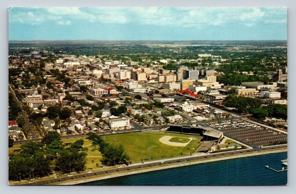 Aerial View St. Petersburg Florida FL Bayshore Drive Tampa Bay VINTAGE Postcard