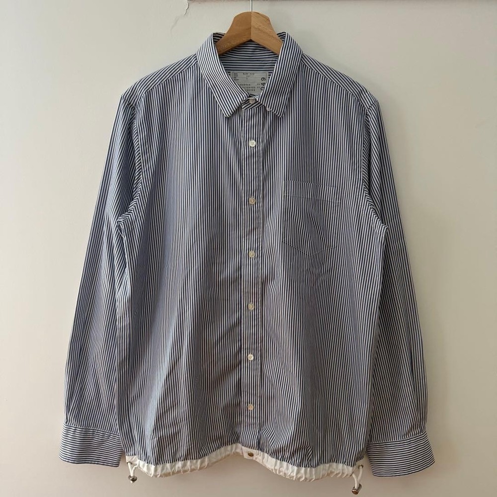 sacai Blue Stripe Cotton-Polyester Shirt L Excellent Condition
