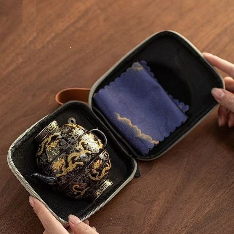 for 3 pieces Tea Set Blue and White Porcel teacup travel portable gift box with