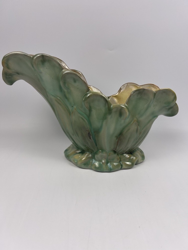 Art Pottery Stangl Terra Rose Vase Large  Green Ceramic Floral 9.5”x15”