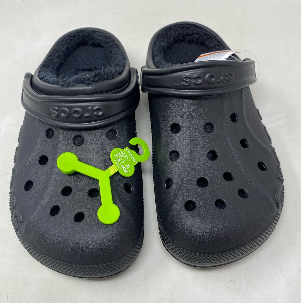 Crocs Baya Lined Clog - Black - Unisex M5/W7 Fleece-Lined Slip-On