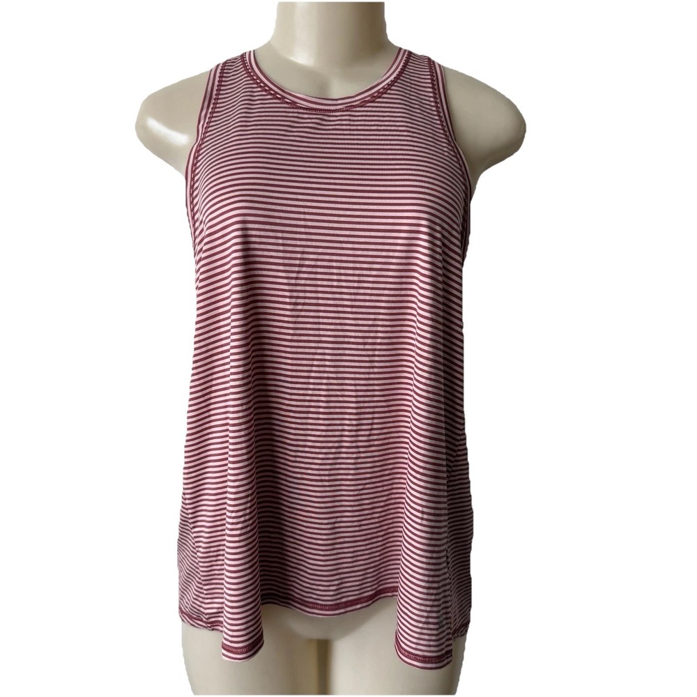 Gap Fit Breathe Pink Striped Tank Top Swing Open Back XS Athletic Flirty