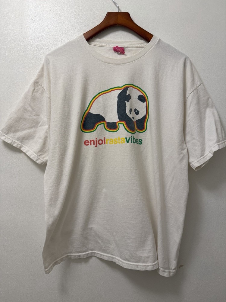 Vintage Enjoi Panda Rasta Vibes White T Shirt Men’s XL Skate Tee Y2K 90s