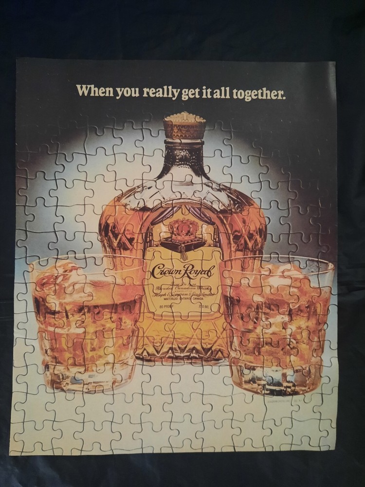 1986 Crown Royal Whiskey Jigsaw Puzzle Pieces Get It All Together Vtg Print Ad