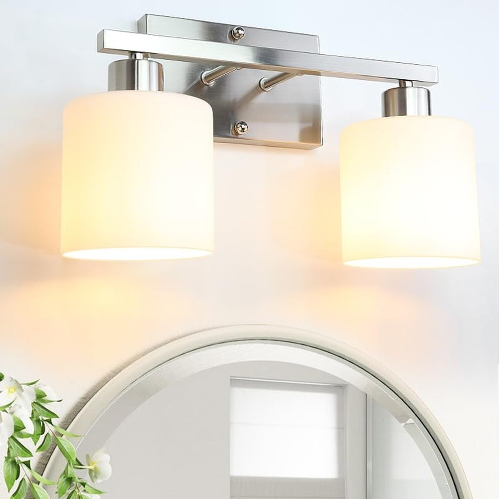 CANMEIJIA 2-Light Bathroom Vanity Light Fixtures Brushed Nickel, Morden Vanit...