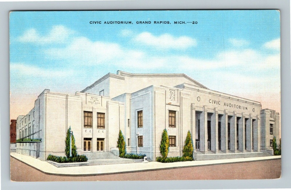 Grand Rapids MI-Michigan, Civic Auditorium, Exterior, Vintage Postcard