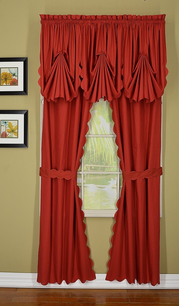 , Orleans Scallop Curtain, Brick Red 72