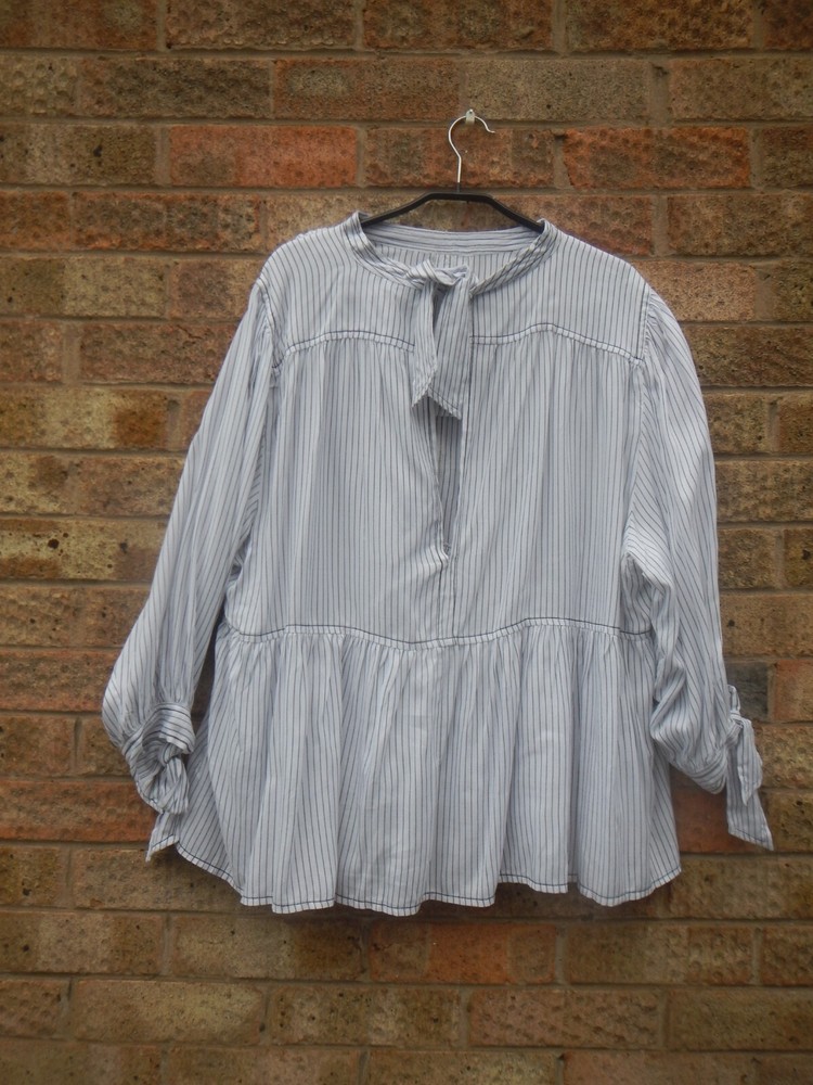 SIMPLY BE LADIES OVERSHIRT BLOUSE WHITE/BLK STRIPES SIZE 20 NWT OPEN FRONT BOHO