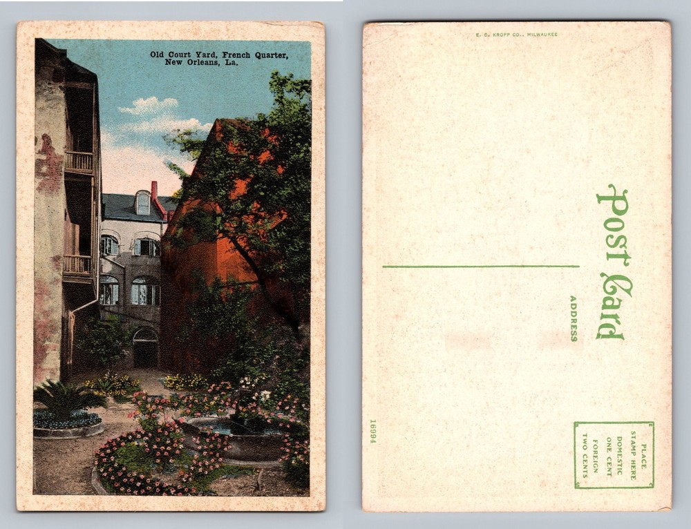 New Orleans, LA-Louisiana, French Quarter Court Yard View Vintage Postcard