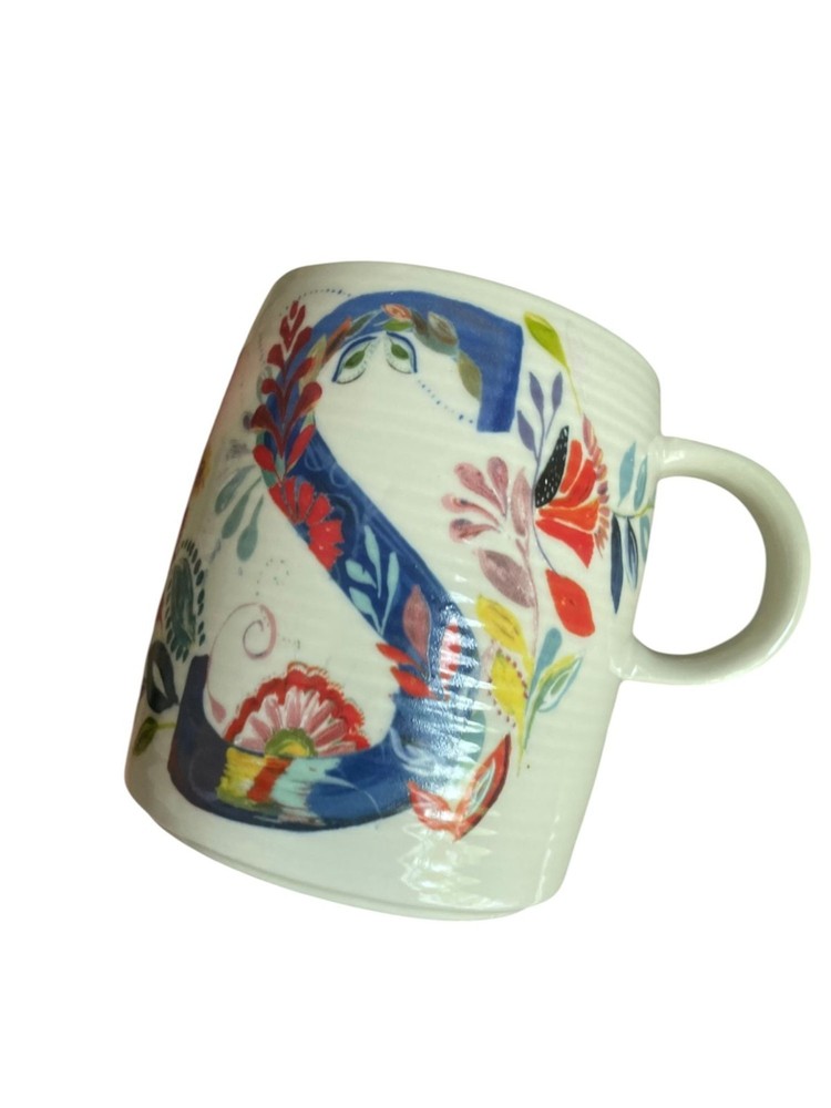 Anthropologie Petal Palette monogram mug floral letter 