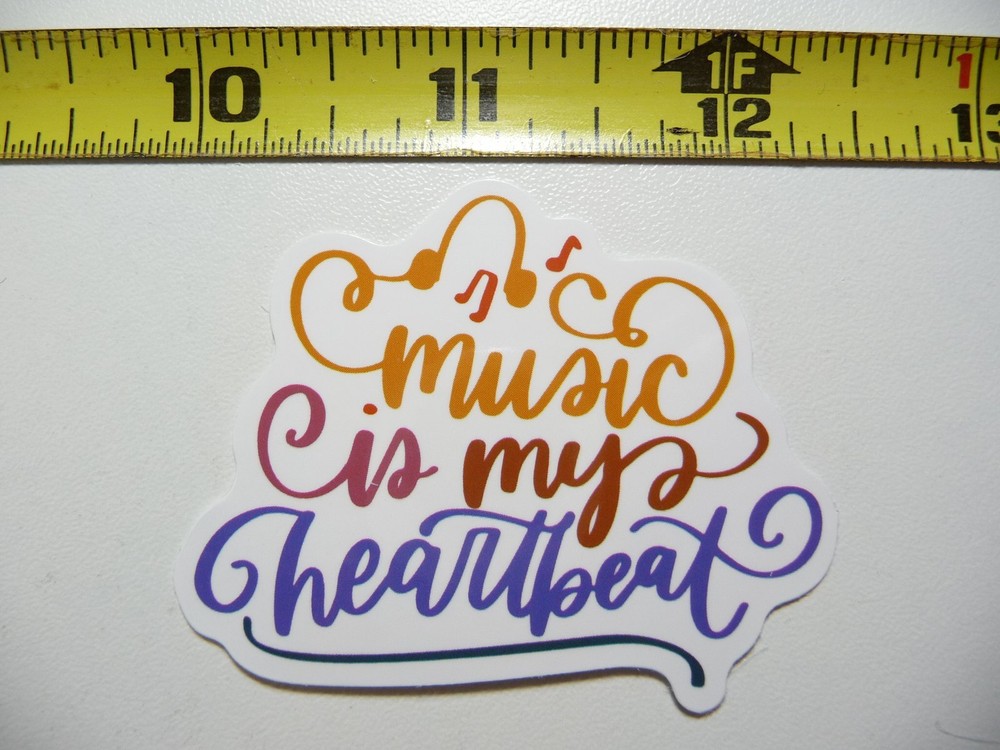 MUSIC IS MY HEARTBEAT STICKER DECAL MUSICAL FAN CONCERT FUN SCRAPBOOKING
