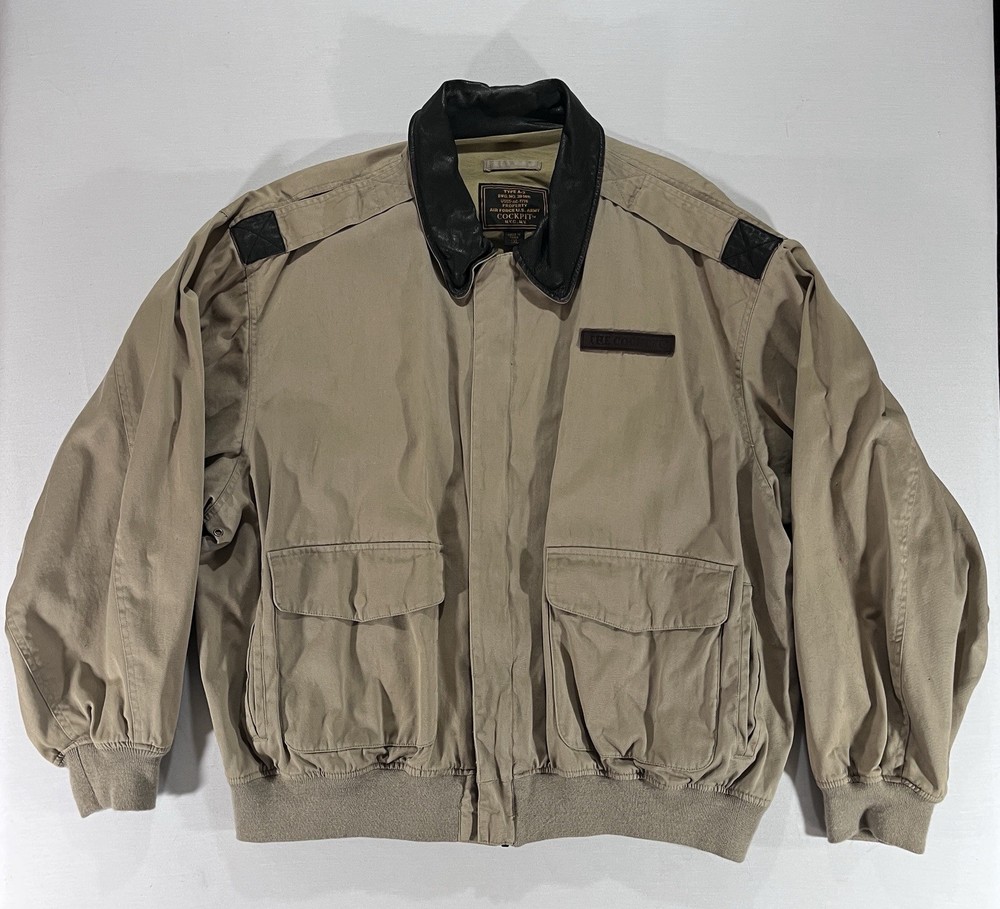 The Cockpit Jacket 2006 Men’s Size XXL Beige Bomber Type A-2 Military Aviation