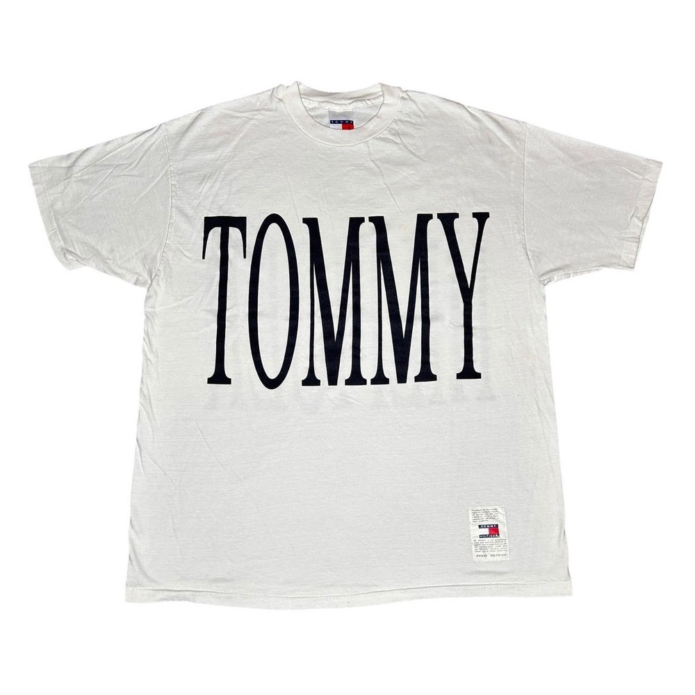 Vintage 90s Tommy Hilfiger Spellout Big Logo T-Shirt Size L