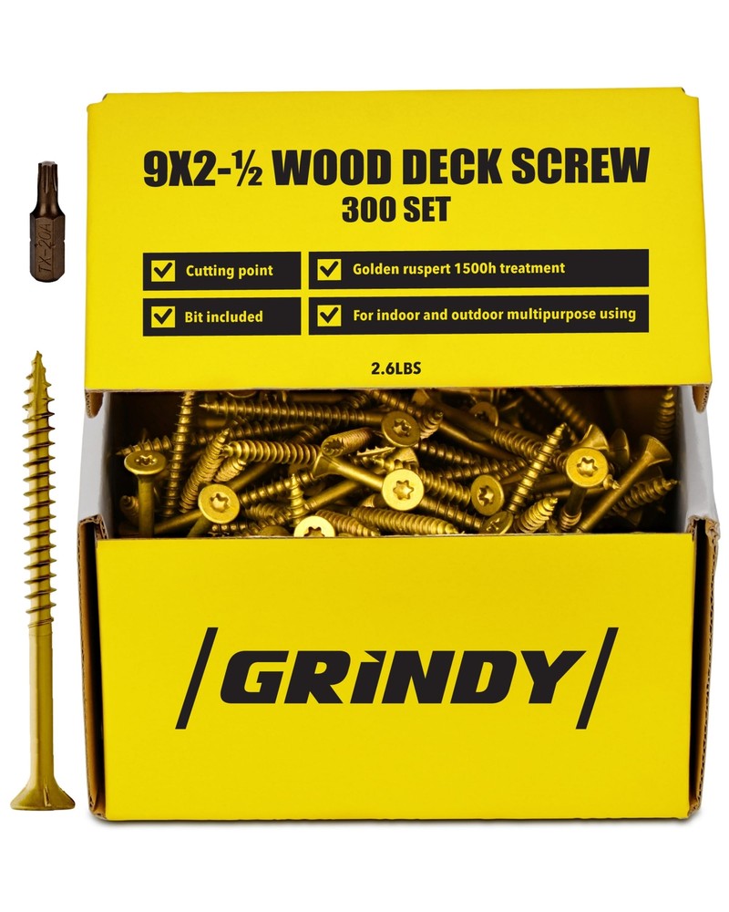 300 Self-Drilling Rust-Resistant Wood Screws #9 x 2.5 Inch Fast Drive 300-Pack