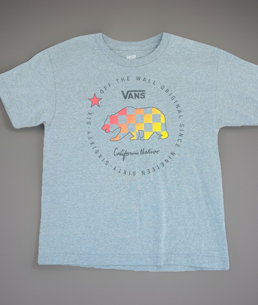 Boys VANS Size M Medium Light Blue Super Soft Short Sleeve T Shirt