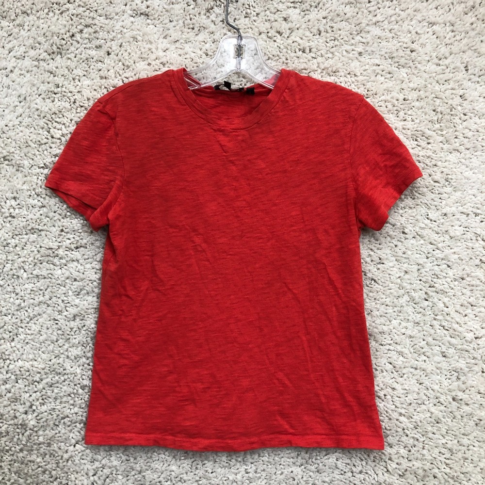 Theory Top Shirt Medium Adult Red Crewneck Short Sleeve Pullover Tee Womens M