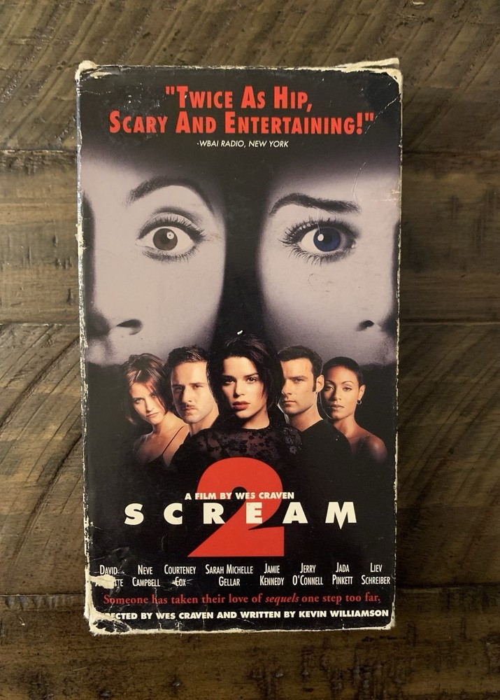Scream 2 VHS 1997 Wes Craven Horror Movie Blockbuster Sticker Tested Ghostface