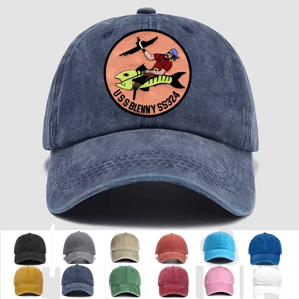 Custom Embroidered Hat SS-324 USS Blenny Submarine, Veteran Cap, Trucker Hat